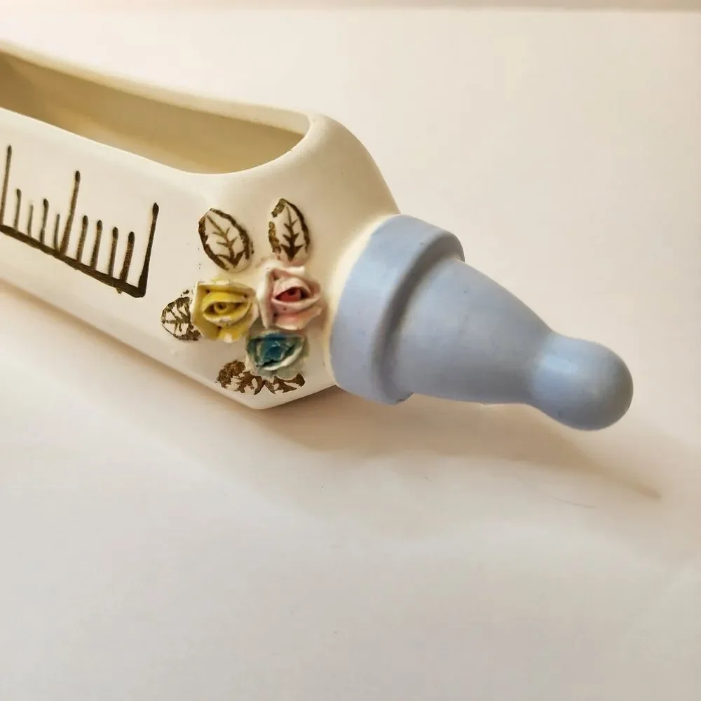 Vintage 1962 Napco Baby Bottle Ceramic Vase Planter